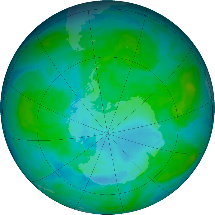 Antarctic ozone map for 14 January 1986